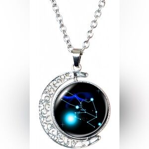 Silver Taurus Zodiac Pendant Necklace